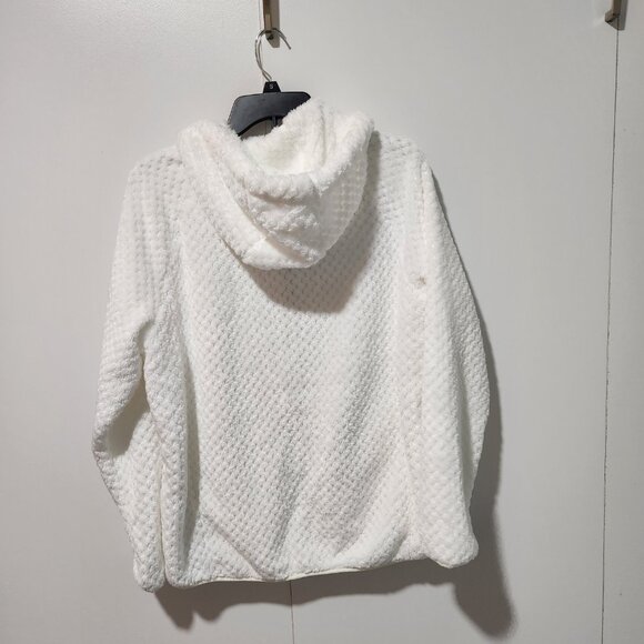 ZEROXPOSUR NEW Women's Fuzzy Cozy Pearl White Zipper Faux Fur Teddy Jacket Large - Picture 10 of 10